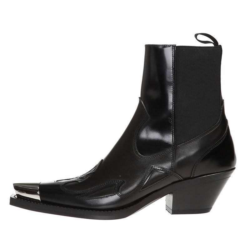 Stand Out with Studded Leather Mid-Heel Boots for Men