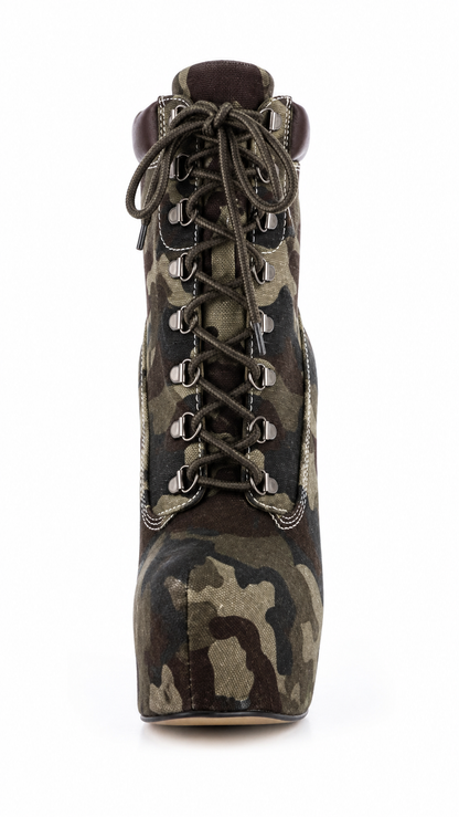 Camouflage Ankle Stiletto Boot High Heels