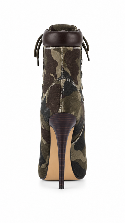 Camouflage Ankle Stiletto Boot High Heels