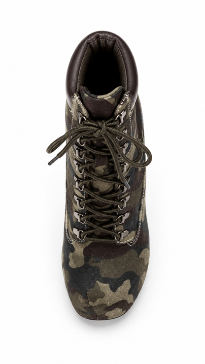 Camouflage Ankle Stiletto Boot High Heels