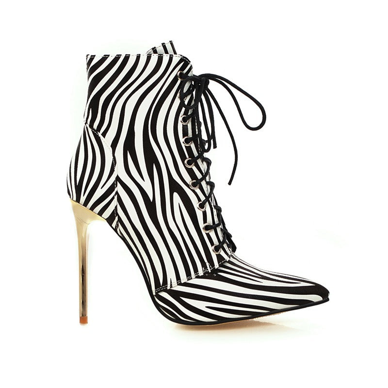 Zebra-Print Stiletto Boot Heels For Men