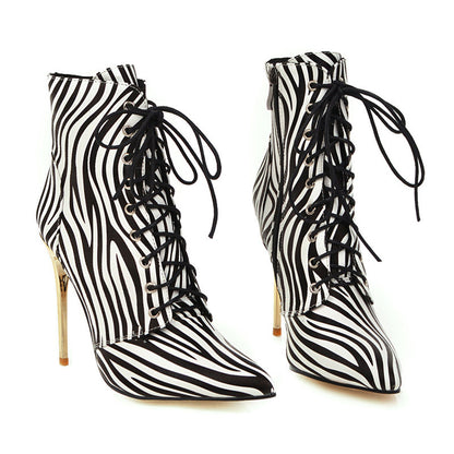 Zebra-Print Stiletto Boot Heels For Men