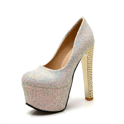 Stiletto High Heels for Men - Sparkling Sequins Platform Shoes