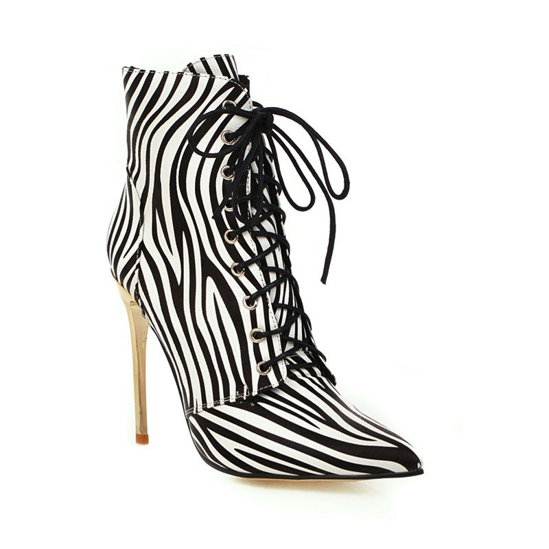 Zebra-Print Stiletto Boot Heels For Men