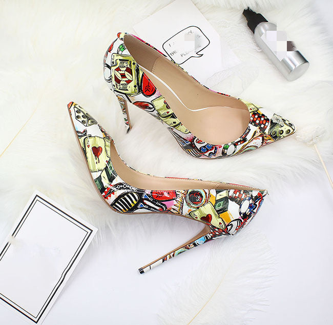 Designer Print Stiletto Pump Heels for Men