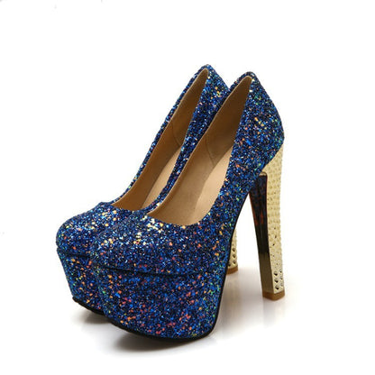 Stiletto High Heels for Men - Sparkling Sequins Platform Shoes
