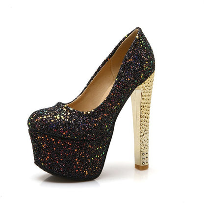 Stiletto High Heels for Men - Sparkling Sequins Platform Shoes