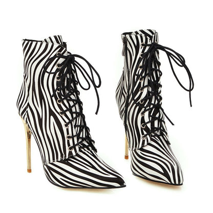 Zebra-Print Stiletto Boot Heels For Men