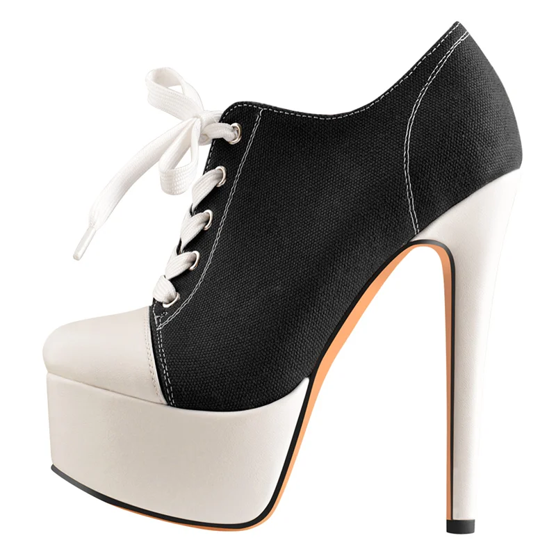 Canvas Ankle Platform Stiletto Boot Heels - Heelure™