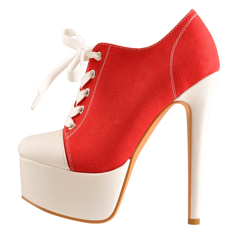 Canvas Ankle Platform Stiletto Boot Heels - Heelure™