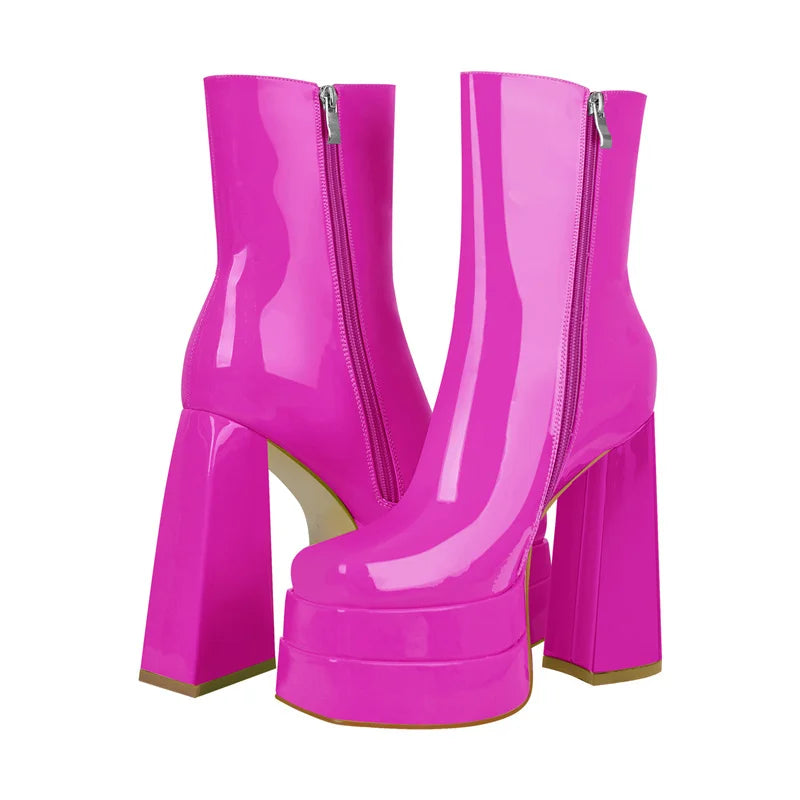 Platform Motorcycle Ankle Boots High Heels - Heelure™