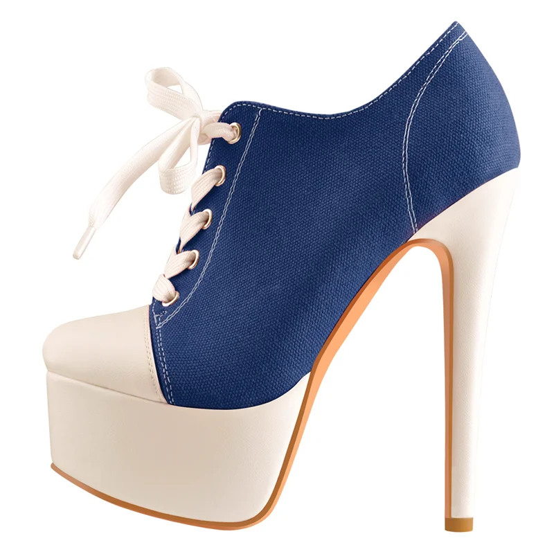 Canvas Ankle Platform Stiletto Boot Heels - Heelure™
