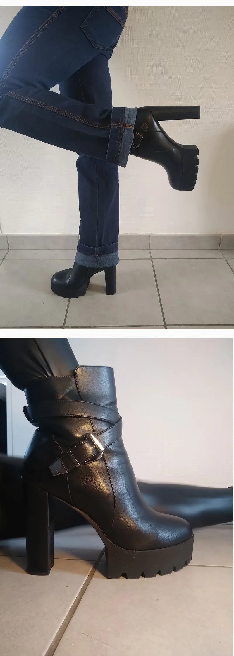 Buckled Platform Ankle Boots - Heelure™