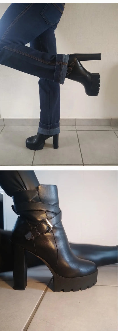 Buckled Platform Ankle Boots - Heelure™