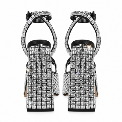 Crystal Embroidered Platform Sandals - Heelure™