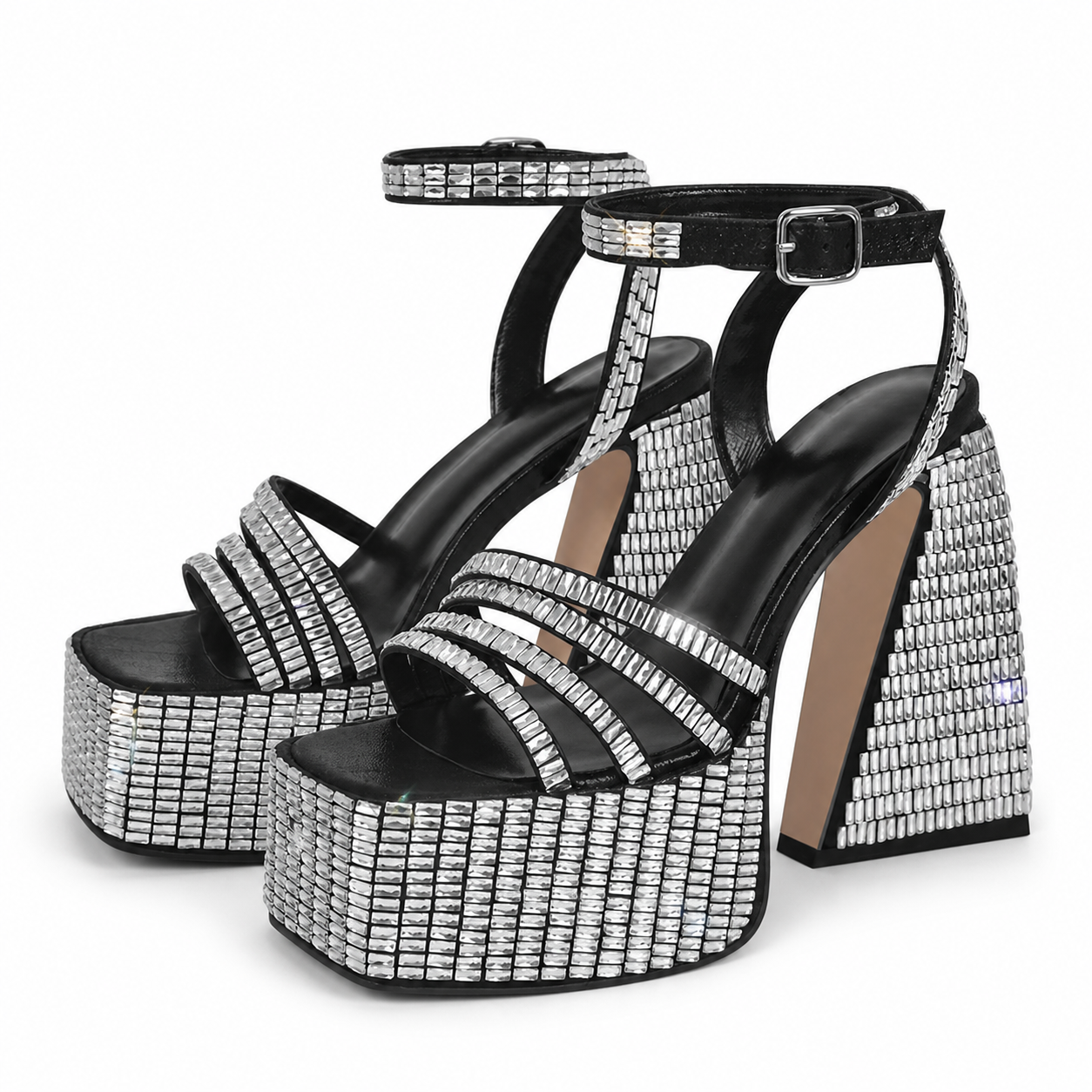 Crystal Embroidered Platform Sandals - Heelure™