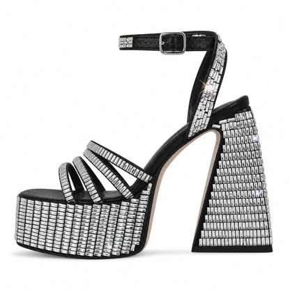 Crystal Embroidered Platform Sandals - Heelure™