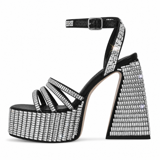 Crystal Embroidered Platform Sandals - Heelure™