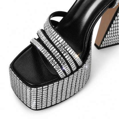 Crystal Embroidered Platform Sandals - Heelure™