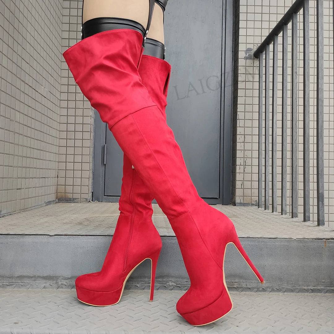 Knee-High Platform Stiletto Boot Heels For Men(Large Sizes)