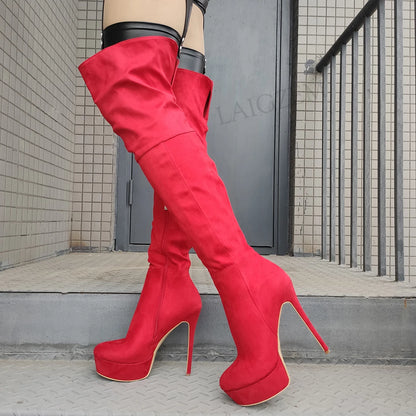 Knee-High Platform Stiletto Boot Heels For Men(Large Sizes)