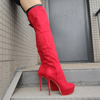 Knee-High Platform Stiletto Boot Heels For Men(Large Sizes)