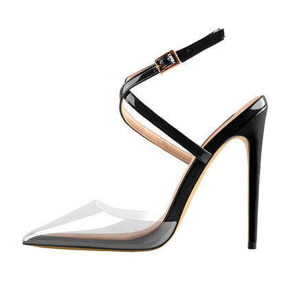 Mixed-Color Clear Strap Stiletto Sandals High Heels - Heelure™