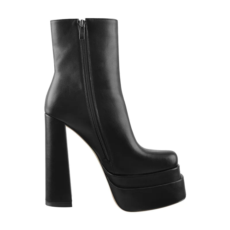 Platform Motorcycle Ankle Boots High Heels - Heelure™
