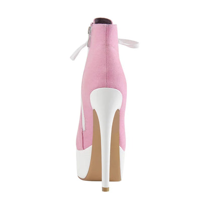 Canvas Ankle Platform Stiletto Boot Heels - Heelure™