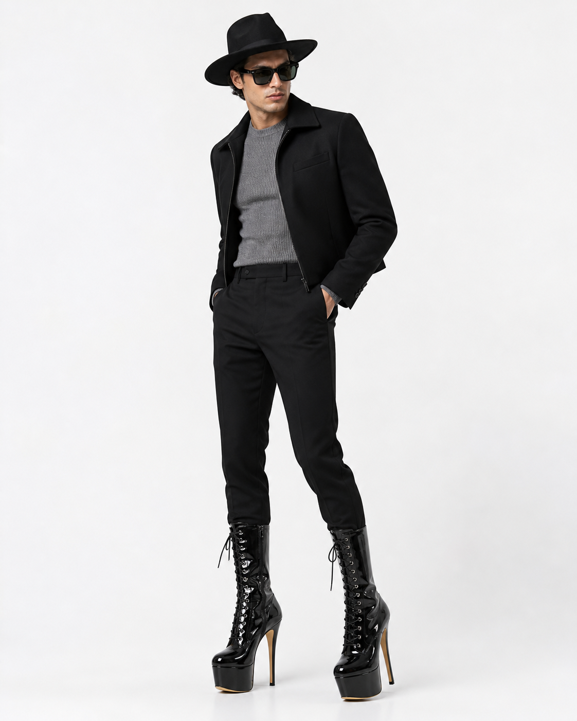 Noir Patent Knee-High Platform Stiletto Boots - Heelure™