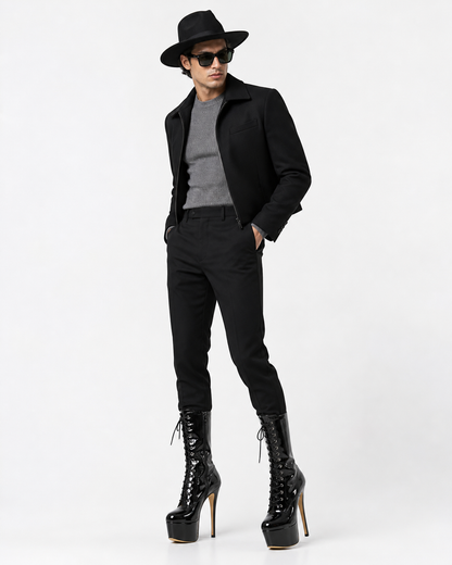 Noir Patent Knee-High Platform Stiletto Boots - Heelure™