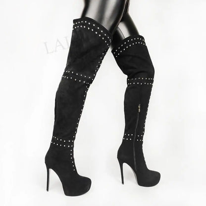 Thigh High Stiletto Boot High Heels For Men | Sizes 10 - 14