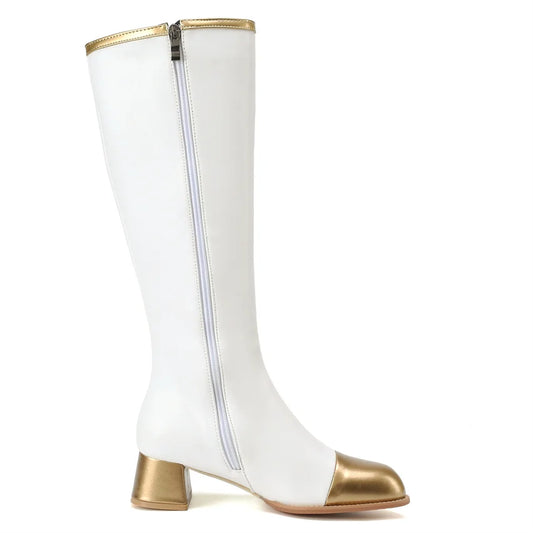 Modern Knee-High Block Heeled Boots for Men