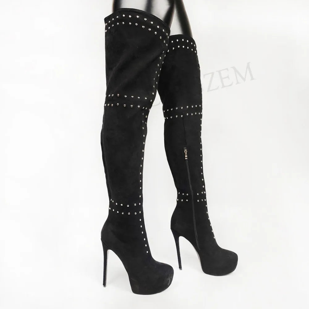 Thigh High Stiletto Boot High Heels For Men | Sizes 10 - 14
