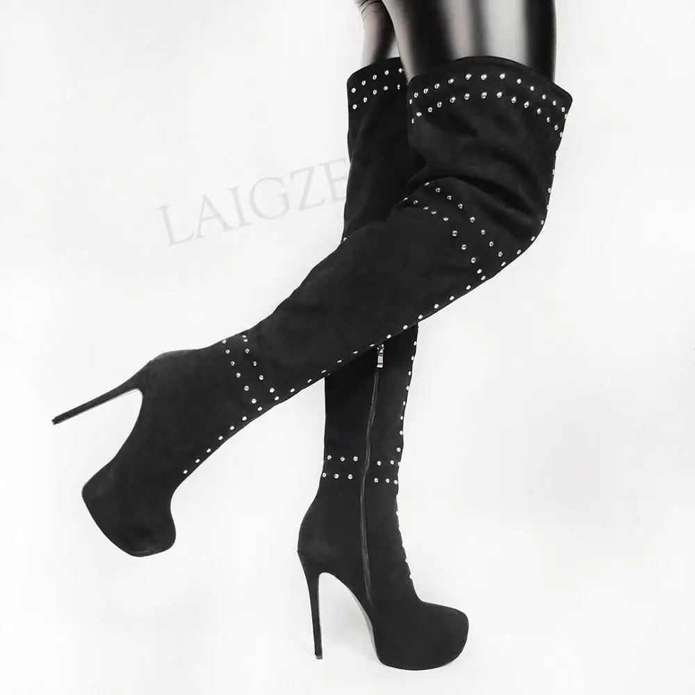 Thigh High Stiletto Boot High Heels For Men | Sizes 10 - 14