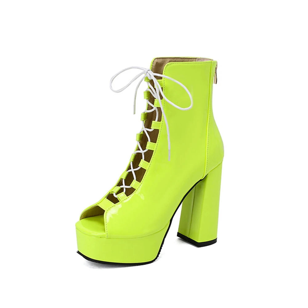 Neon Green High Heel Gladiator Sandals for Men