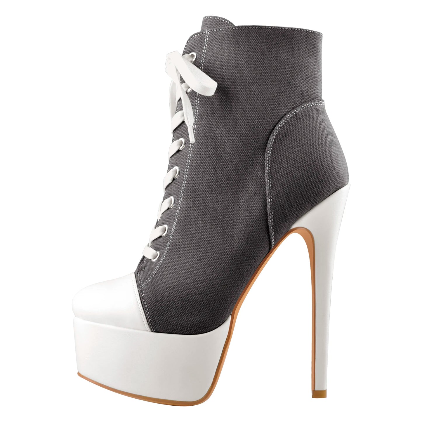 Canvas Ankle Platform Stiletto Boot Heels - Heelure™