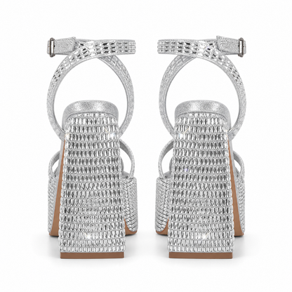 Crystal Embroidered Platform Sandals - Heelure™