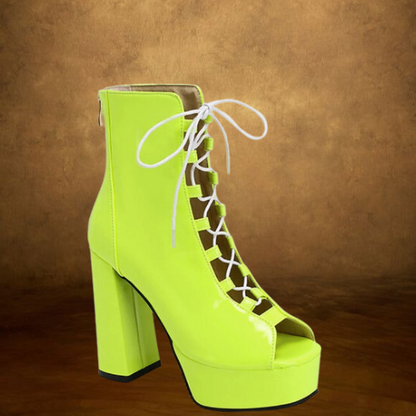 Neon Green High Heel Gladiator Sandals for Men