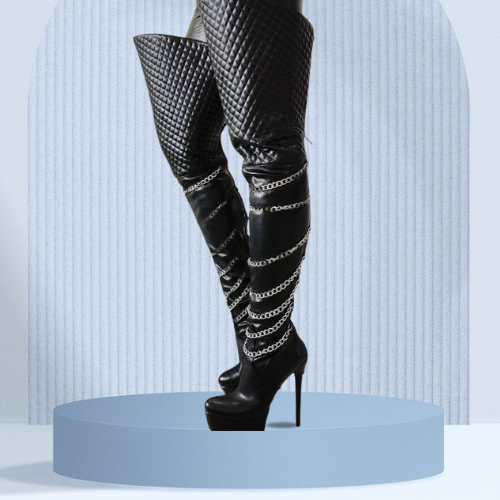 High Heel Stiletto Boots For Men W/ Chains