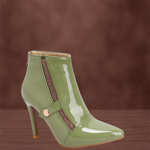 Leather High Heel Boots For Men With Strap