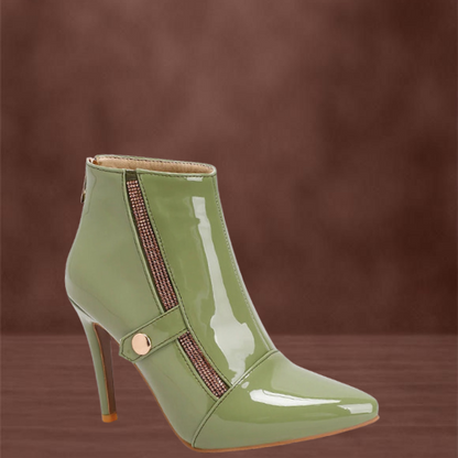 Leather High Heel Boots For Men With Strap