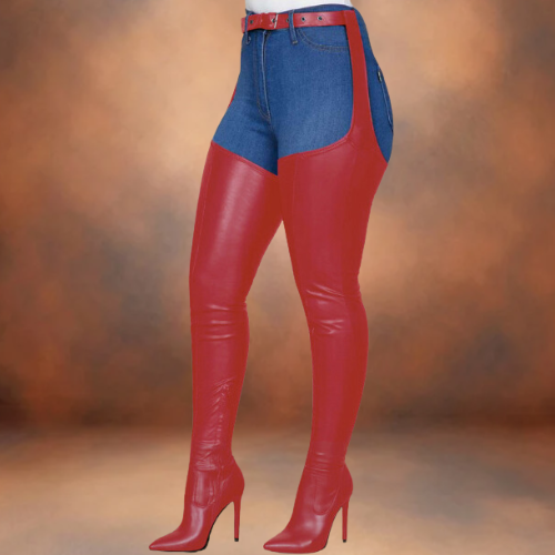 Over-the-Knee Stiletto Boots for Men W/ Crotch Cut Out