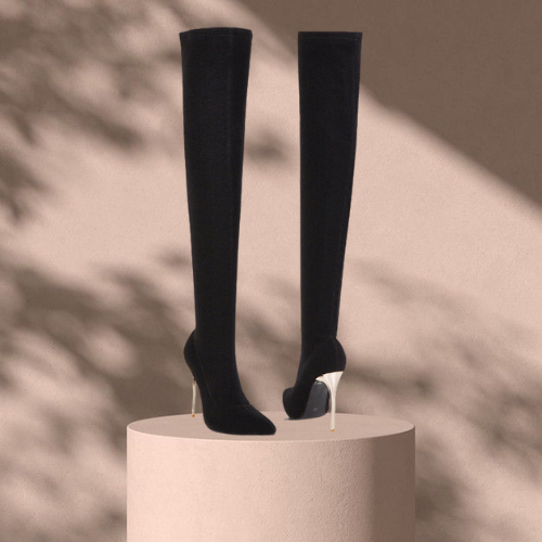 Knee-High Stiletto Boot Heels For Men(Large Sizes)