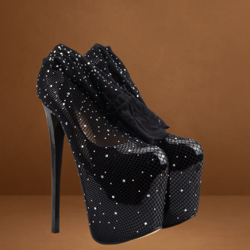 Mesh Platform Stiletto Pumps For Men