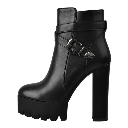 Buckled Platform Ankle Boots - Heelure™
