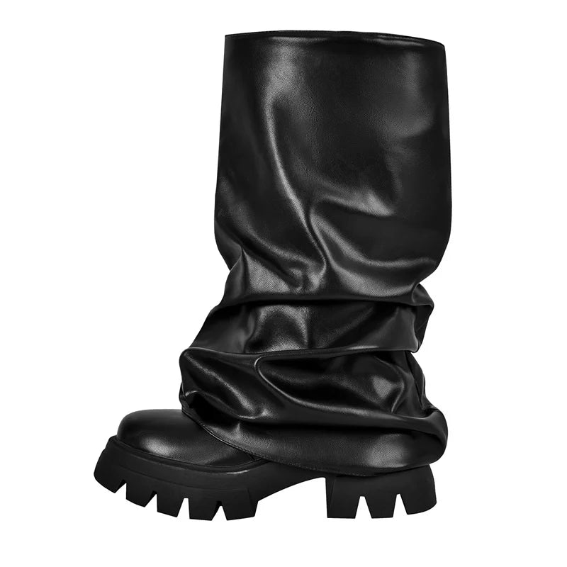 Fold-Over Platform Boots with Chunky Sole - Heelure™
