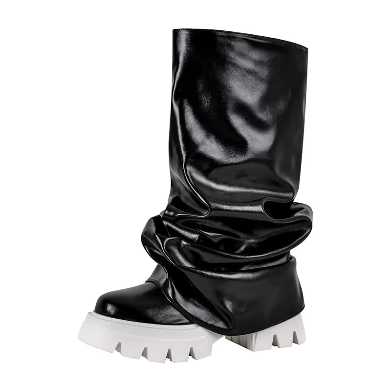Fold-Over Platform Boots with Chunky Sole - Heelure™