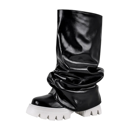 Fold-Over Platform Boots with Chunky Sole - Heelure™