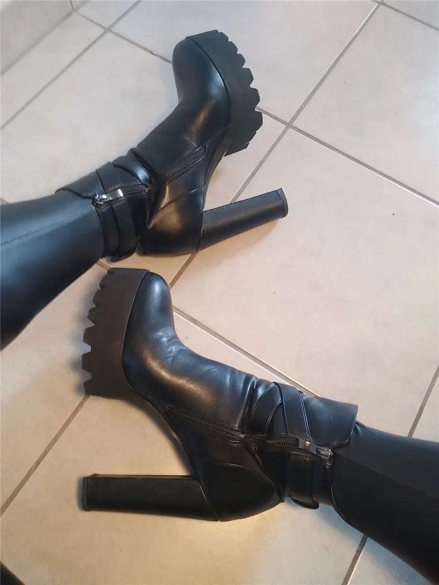 Buckled Platform Ankle Boots - Heelure™